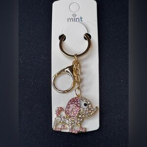 Mint Sparkly Dog Keychain/Purse Charm Pink